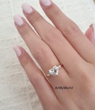 14K Solid Gold Engagement Ring, 2.5CT Heart Moissanite Diamond Wedding Ring - £87.92 GBP