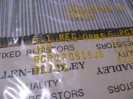 50 Pack Allen-Bradley Resistor 5.1 MegOhm 1/4W 5% RCR07G515JS Carbon Composition - $11.40