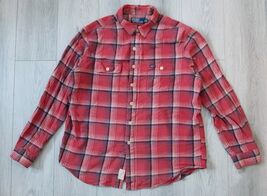 Mens Polo Ralph Lauren Red Plaid Flannel Shirt XL Button Closure at Neck... - $28.94