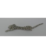 Silver Tone Crystal Rhinestones Enamel Articulated Cat Tiger 7.5&quot; Brooch... - €37,60 EUR