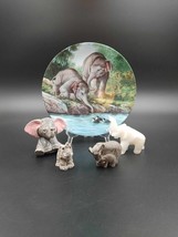 Elephant Lot of 5 Stone Critters Alabaster Figurine Bradford Exchange Plate  + - £11.59 GBP