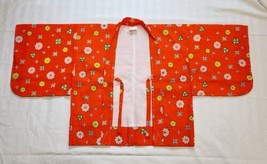 Vintage Japanese Child&#39;s Orange Multicolor Pinwheel Haori Kimono Jacket Sz 5~6 - £19.54 GBP