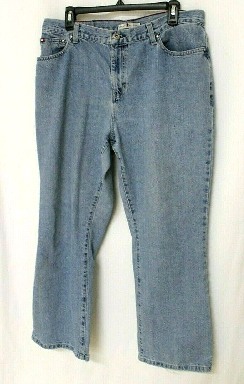 Primary image for TOMMY HILFIGER JEANS SIZE 16 LIGHT BLUE BOOT CUT STRETCH CLASSIC FIT 5 POCKETS