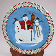 Debbie Mumm Sakura Oneida Snowman Set Of 2 Salad Plates Dessert Christmas Plate - £9.20 GBP