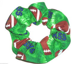 Hair Scrunchie Footballs Green Fabric Scrunchies by Sherry Ties Ponytail Holder  - £5.51 GBP