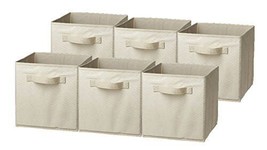 Fabric Storage Cubes Bins 6-Pack Basket Organizers Beige Foldable Containers Box - $31.75