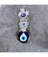 Macrame Wall Hanging Gilded Glass Evil Eye Home Protection Glass Amulet ... - $12.55 CAD