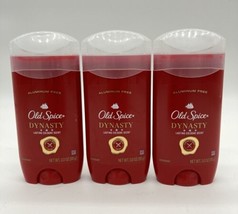 Old Spice Aluminum Free DYNASTY Leather &amp; Spice Deodorant Lasting Cologne 3 pack - £46.28 GBP