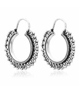 Artisan Crafted Ethnic  Look Sterling Silver Bali Look Hoop Earrings - £34.32 GBP