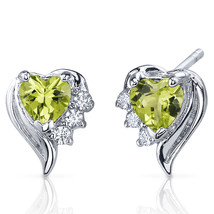 1ct Heart Green Peridot Sterling Silver Stud Earrings - £18.69 GBP