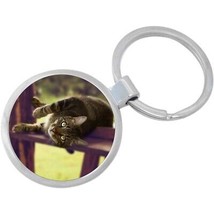 Lounging Kitty Cat Keychain - Includes 1.25 Inch Loop for Keys or Backpack - £8.66 GBP