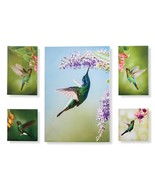 Hummingbird Wall Prints Set of 5 Stretched Canvas over Frame Multicolor - £58.66 GBP