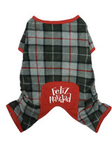 Vibrant Life Dog Clothes: Grey &amp; Black Plaid Fleece Pajamas, Size M - £11.19 GBP