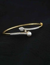 3 Ct Simulated Diamond Bangle Wedding Bracelet 14K Yellow Gold Plated Silver - £172.59 GBP