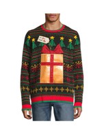 NWT Holiday Time Mens Golden Gift Ugly Christmas Sweater Holiday Party S... - £18.42 GBP