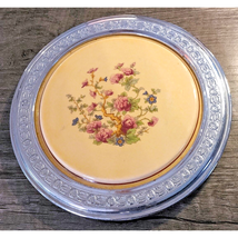 Vintage Farberware Leigh Potters Inc. U.S.A. Pink Floral Hot Plate Chrom... - $20.26 CAD
