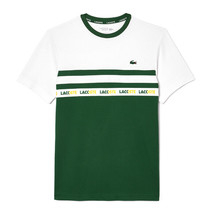 Lacoste Lettering T-Shirts Men&#39;s Tennis Tee Sports Casual Green NWT TH751554G291 - £74.48 GBP