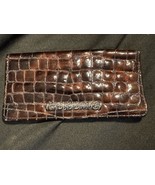 Brighton Tri-Fold Wallet Checkbook Organizer Leather Croc Embossed Brown... - $19.83