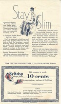 Ry-Krisp 1931 Ralston Advertising Stay Slim Coupon Vintage Ephemera Diet 30&#39;s Ad - £7.91 GBP