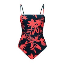 SEASELFIE Ruched Strappy One-piece Swimsuit For Women Tropicals  Backless Monoki - £86.97 GBP