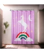 Pillowfort Shower Curtain- Unicorn Rainbow Clouds Moon Stars- Purple Pin... - €20,44 EUR