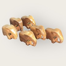 Wooden Elephant Napkin Holders Rings Set Of 5 Wood Vintage NOS - £13.11 GBP