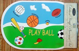 2-Pc Foam Back Vinyl Placemats Playball Football Volleyball Baseball Basketball  - £2.34 GBP