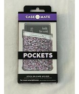 Case Mate Pockets Stick-On Card Holder Glitter Silver Pink Purple Multi ... - $16.69 CAD