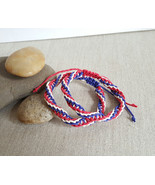 4th of July Red White and Blue Spiral Hemp Friendship Bracelet Set - $11.00