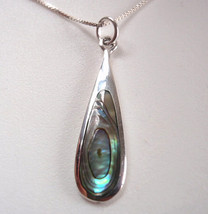Abalone Dripping Silver 925 Sterling Silver Necklace Corona Sun Jewelry r434h - £18.40 GBP