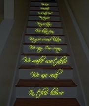 ( 13&quot; x 24&quot; ) Glowing Vinyl Stairs Decal Quote In this House We Are Family We... - £22.44 GBP