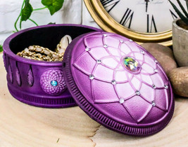 Ebros Purple Boho Flower Web Feathers Dreamcatcher Decorative Jewelry Box - £22.44 GBP