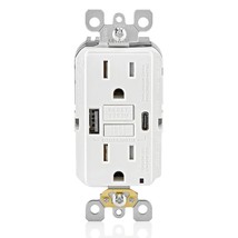 Leviton GUAC1-W 15A SmartlockPro Self-Test GFCI Combination with Type A &amp; Type-C - £61.37 GBP
