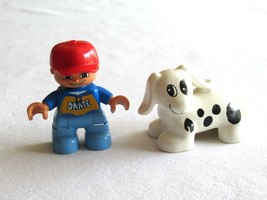 Lego DUPLO Boy Blue SKATE Red Cap Mini Figure + BONUS Dog w/ Wear Wht Bl... - £7.52 GBP