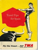 Fly TWA Travel Tips for Spain Trans World Airlines 1955 - $17.82