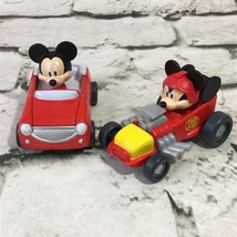 Disney Mickey Mouse Race Cars Lot Of 2 Red Classic - $9.89