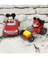 Disney Mickey Mouse Race Cars Lot Of 2 Red Classic - £7.78 GBP