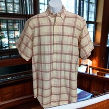 Ralph Lauren Plaid Shirt L Mens Hand Woven Button Up Short Sleeve Pastels Cotton - £43.27 GBP