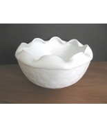 Vintage Indiana Glass Duette Pattern Milk Glass Crimped Edge Bowl   - £14.15 GBP