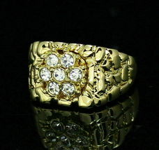 0.50 Ct Round Cut Diamond Mens Nugget Engagement Ring 14K Yellow Gold Finish - £96.55 GBP