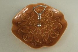 Vintage Ceramic California Pottery T2 Orange Tidbit Serving Tray Flower ... - $20.24