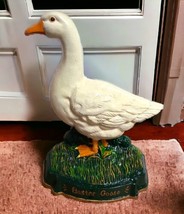 Vtg Large Painted Cast Iron Metal EASTER GOOSE Doorstop 6+ Lbs 13&quot; H x 9.5&quot; L - £48.15 GBP