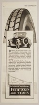 1924 Print Ad Federal Extra Service Cord Tires Vintage 2 Passenger Car - £11.85 GBP