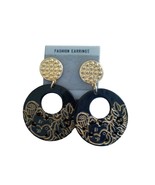 Vintage Womens Wood Pierced Earrings Black Gold Birds Leaves Boho Chic F... - $160.66 MXN