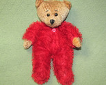 13&quot; SUGAR LOAF TEDDY BEAR FUZZY RED PAJAMAS STUFFED ANIMAL TAN PLUSH LOV... - $16.20