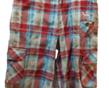 Red Ape long plaid cargo shorts sz 34 urban wear red blue white tan - £8.60 GBP