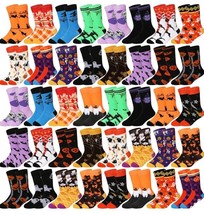 40 Pairs Halloween Socks Bulk Colorful Crew Novelty Socks 6-10 Years - £18.21 GBP