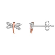 0.25CT Round Simulated Diamond Dragonfly Stud Earrings 14K Gold Plated Silver - £25.77 GBP