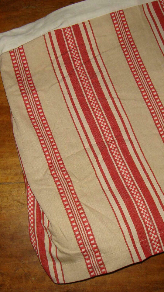 Pottery Barn Bedskirt Twin Size Red & Khaki Stripe 15" Drop Matthieu Striped - $12.97