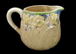 Vintage/Antique Petite Porcelain Milk Pitcher, Yellow Flower &amp; Long Leaf, Japan - £14.68 GBP